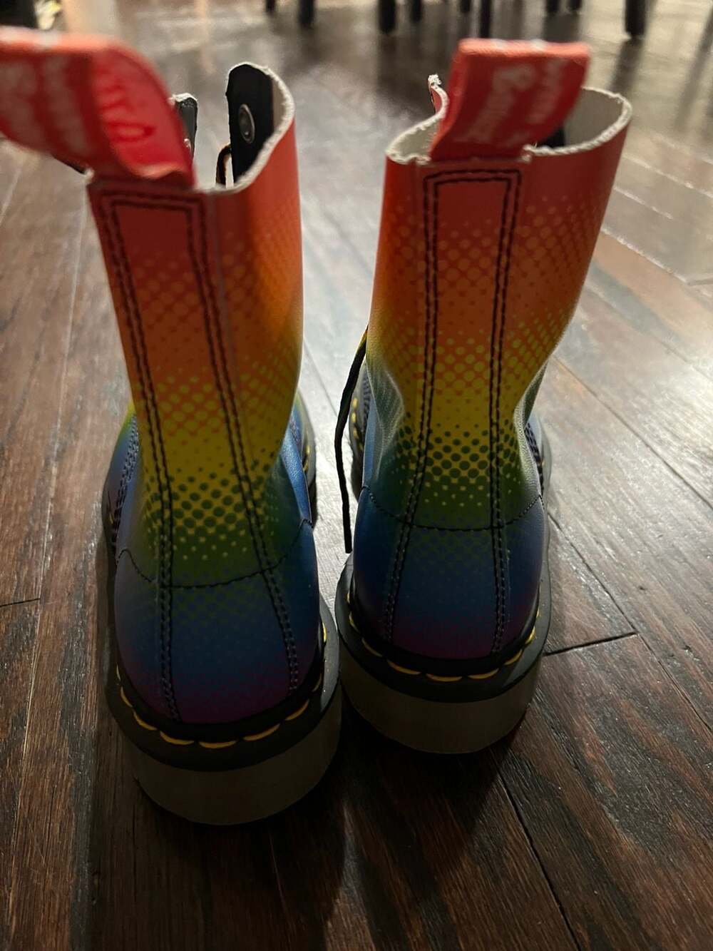 Dr. Martens Pascal Pride Multi-Color Rainbow Halftone Combat Boots Size US 6 - Picture 2 of 5